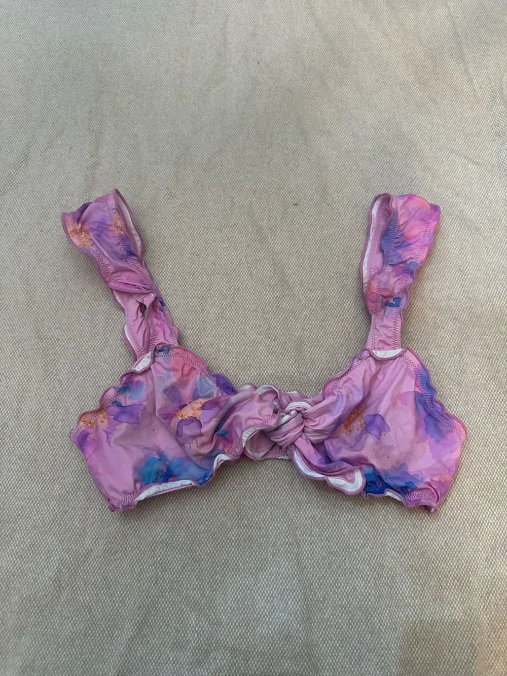 New! SET Frankies Bikinis Colby Watercolor Floral Tie Side Bikini 38973